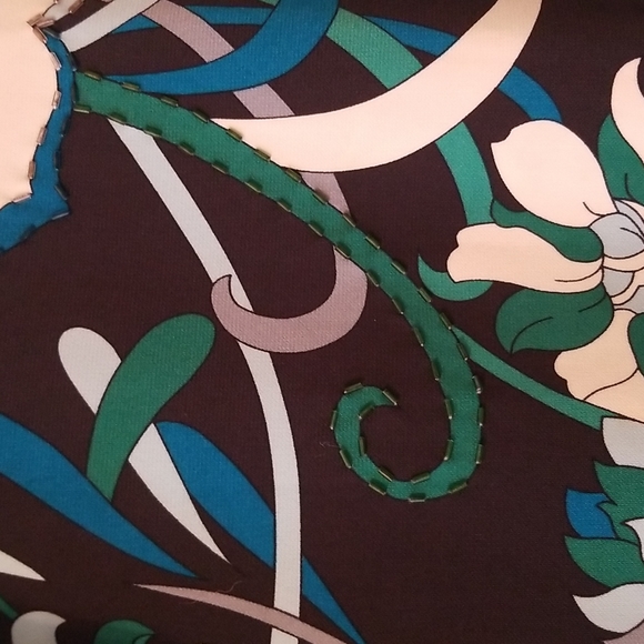 New York & Company Black/Teal/Green Printed Skirt - Picture 6 of 7